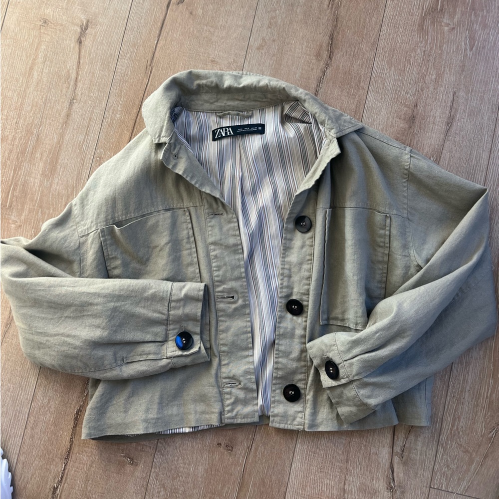 Zara button green jacket size small